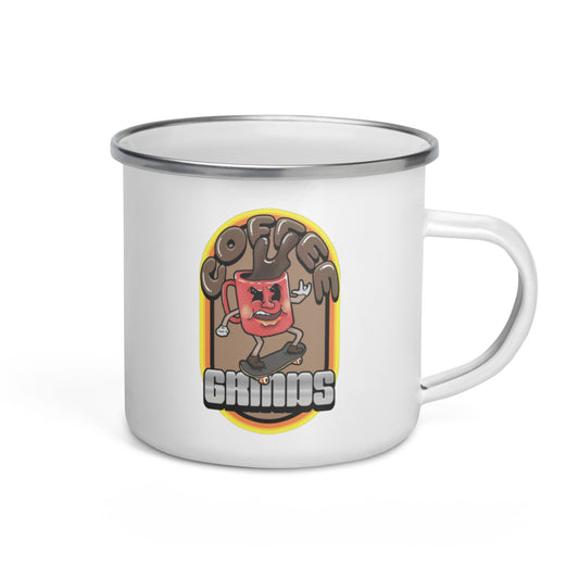 "COFFEE GRINDS" Enamel Mug